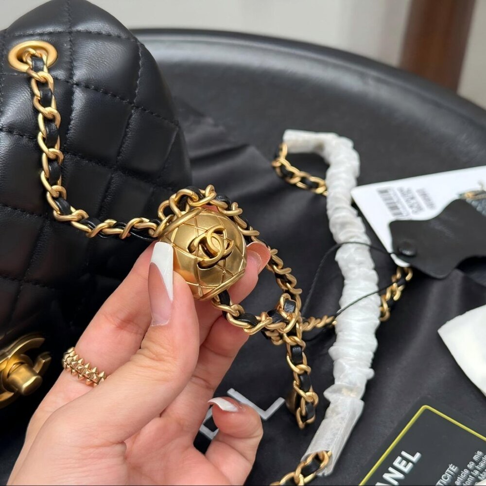 Chanel Mini Black Lambskin Rectangular Pearl Crus… - image 4